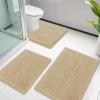 imageSmiry Bathroom Rugs and Mats Set of 5 Non Slip Absorbent Shaggy Bath Rug for Tub Shower and Bath Room 30quotx20quot24quotx16quot30quotx20quot24quotx16quot24quotx20quotBeige