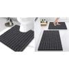 imageSmiry Bathroom Rugs Set 3 Piece Soft Absorbent Non Slip Rubber Backing Machine Washable Quick Dry Chenille Bath Rug Set for Tub Shower and Floor 30quot x 20quot24quot x 16quot UShaped 24quot x 20quot Dark Gray