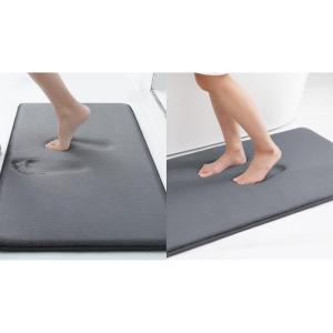 imageSmiry Memory Foam Bath Mat Set 30x20 and 36quotx24quot Dark Grey Super Soft Absorbent Bathroom Rugs Non Slip Bath Rug Runner for Shower Bathroom Floors