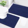 image:imageSmiry Bathroom Rugs Sets 2 Piece30x20 Plus 24x20 and Toilet Lid Cover 175x15 Soft and Absorbent Bath Mat Machine Washable NonSlip Plush Carpet Runner for Tub Shower and Home DecorNavy Blue