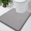 image:imageSmiry Memory Foam Bath Mat 24x16 and 24x20 UShaped Toilet Extra Soft Absorbent Bathroom Rugs Non Slip Bath Rug Runner for Shower Bathroom Floors Grey