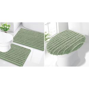 image:imageSmiry Bathroom Rugs Sets 2 Piece30x20 Plus 24x20 and Toilet Lid Cover 175x15 Soft and Absorbent Bath Mat Machine Washable NonSlip Plush Carpet Runner for Tub Shower and Home DecorSage Green