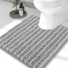 image:imageSmiry Bathroom Rugs Mat Set 2 Piece 30X20UShaped 24x20 Extra Soft Absorbent Non Slip Rubber Backing Machine Washable Quick Dry Chenille Bath Rug Set for Tub Shower and FloorLight Grey