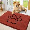 image:imageSmiry Dog Door Mat for Muddy Paws Absorbent Dirt Trapper Non Slip Quick Dry Washable Chenille Mat for Mud Dogs Entry Rug for Indoor and Outdoor 30x20 Inches Dark Grey and WhiteMaple Red and Black