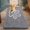 image:imageSmiry Dog Door Mat for Muddy Paws Absorbent Dirt Trapper Non Slip Quick Dry Washable Chenille Mat for Mud Dogs Entry Rug for Indoor and Outdoor 30x20 Inches Dark Grey and WhiteGrey and White