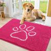 image:imageSmiry Dog Door Mat for Muddy Paws Absorbent Dirt Trapper Non Slip Quick Dry Washable Chenille Mat for Mud Dogs Entry Rug for Indoor and Outdoor 30x20 Inches Dark Grey and WhiteHot Pink and White
