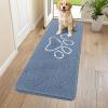 image:imageSmiry Dog Door Mat for Muddy Paws Absorbent Dirt Trapper Non Slip Quick Dry Washable Chenille Mat for Mud Dogs Entry Rug for Indoor and Outdoor 30x20 Inches Dark Grey and WhiteAiry Blue and White