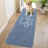 image:imageSmiry Dog Door Mat for Muddy Paws Absorbent Dirt Trapper Non Slip Quick Dry Washable Chenille Mat for Mud Dogs Entry Rug for Indoor and Outdoor 30x20 Inches Dark Grey and WhiteAiry Blue and White