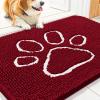 image:imageSmiry Dog Door Mat for Muddy Paws Absorbent Dirt Trapper Non Slip Quick Dry Washable Chenille Mat for Mud Dogs Entry Rug for Indoor and Outdoor 30x20 Inches Dark Grey and WhiteRed and White