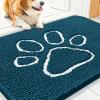 image:imageSmiry Dog Door Mat for Muddy Paws Absorbent Dirt Trapper Non Slip Quick Dry Washable Chenille Mat for Mud Dogs Entry Rug for Indoor and Outdoor 30x20 Inches Dark Grey and WhiteAtlantic Blue and White