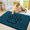image:imageSmiry Dog Door Mat for Muddy Paws Absorbent Dirt Trapper Non Slip Quick Dry Washable Chenille Mat for Mud Dogs Entry Rug for Indoor and Outdoor 30x20 Inches Dark Grey and WhiteAtlantic Blue and Black