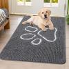 image:imageSmiry Dog Door Mat for Muddy Paws Absorbent Dirt Trapper Non Slip Quick Dry Washable Chenille Mat for Mud Dogs Entry Rug for Indoor and Outdoor 30x20 Inches Dark Grey and WhiteDark Grey and White
