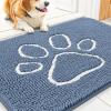 image:imageSmiry Dog Door Mat for Muddy Paws Absorbent Dirt Trapper Non Slip Quick Dry Washable Chenille Mat for Mud Dogs Entry Rug for Indoor and Outdoor 30x20 Inches Dark Grey and WhiteAiry Blue and White