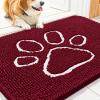 image:imageSmiry Dog Door Mat for Muddy Paws Absorbent Dirt Trapper Non Slip Quick Dry Washable Chenille Mat for Mud Dogs Entry Rug for Indoor and Outdoor 30x20 Inches Dark Grey and WhiteBurgundy and White