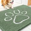 image:imageSmiry Dog Door Mat for Muddy Paws Absorbent Dirt Trapper Non Slip Quick Dry Washable Chenille Mat for Mud Dogs Entry Rug for Indoor and Outdoor 30x20 Inches Dark Grey and WhiteOlive Green and White