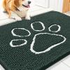 image:imageSmiry Dog Door Mat for Muddy Paws Absorbent Dirt Trapper Non Slip Quick Dry Washable Chenille Mat for Mud Dogs Entry Rug for Indoor and Outdoor 30x20 Inches Dark Grey and WhiteGreen and White