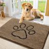 image:imageSmiry Dog Door Mat for Muddy Paws Absorbent Dirt Trapper Non Slip Quick Dry Washable Chenille Mat for Mud Dogs Entry Rug for Indoor and Outdoor 30x20 Inches Dark Grey and WhiteCamel and Black
