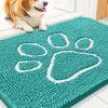 image:imageSmiry Dog Door Mat for Muddy Paws Absorbent Dirt Trapper Non Slip Quick Dry Washable Chenille Mat for Mud Dogs Entry Rug for Indoor and Outdoor 30x20 Inches Dark Grey and WhiteTurquoise and White