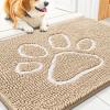 image:imageSmiry Dog Door Mat for Muddy Paws Absorbent Dirt Trapper Non Slip Quick Dry Washable Chenille Mat for Mud Dogs Entry Rug for Indoor and Outdoor 30x20 Inches Dark Grey and WhiteBeige and White
