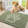 image:imageSmiry Dog Door Mat for Muddy Paws Absorbent Dirt Trapper Non Slip Quick Dry Washable Chenille Mat for Mud Dogs Entry Rug for Indoor and Outdoor 30x20 Inches Dark Grey and WhiteSage Green and White