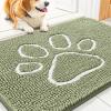 image:imageSmiry Dog Door Mat for Muddy Paws Absorbent Dirt Trapper Non Slip Quick Dry Washable Chenille Mat for Mud Dogs Entry Rug for Indoor and Outdoor 30x20 Inches Dark Grey and WhiteSage Green and White