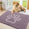 image:imageSmiry Dog Door Mat for Muddy Paws Absorbent Dirt Trapper Non Slip Quick Dry Washable Chenille Mat for Mud Dogs Entry Rug for Indoor and Outdoor 30x20 Inches Dark Grey and WhiteDeep Plum and White