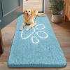image:imageSmiry Dog Door Mat for Muddy Paws Absorbent Dirt Trapper Non Slip Quick Dry Washable Chenille Mat for Mud Dogs Entry Rug for Indoor and Outdoor 30x20 Inches Dark Grey and WhiteSky Blue and White