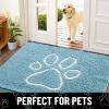 image:imageSmiry Dog Door Mat for Muddy Paws Absorbent Dirt Trapper Non Slip Quick Dry Washable Chenille Mat for Mud Dogs Entry Rug for Indoor and Outdoor 30x20 Inches Dark Grey and WhiteSky Blue and White