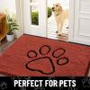 image:imageSmiry Dog Door Mat for Muddy Paws Absorbent Dirt Trapper Non Slip Quick Dry Washable Chenille Mat for Mud Dogs Entry Rug for Indoor and Outdoor 30x20 Inches Dark Grey and WhiteMaple Red and Black