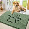 image:imageSmiry Dog Door Mat for Muddy Paws Absorbent Dirt Trapper Non Slip Quick Dry Washable Chenille Mat for Mud Dogs Entry Rug for Indoor and Outdoor 30x20 Inches Dark Grey and WhiteOlive Green and Black