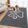 image:imageSmiry Dog Door Mat for Muddy Paws Absorbent Dirt Trapper Non Slip Quick Dry Washable Chenille Mat for Mud Dogs Entry Rug for Indoor and Outdoor 30x20 Inches Dark Grey and WhiteDark Grey and White