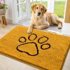 image:imageSmiry Dog Door Mat for Muddy Paws Absorbent Dirt Trapper Non Slip Quick Dry Washable Chenille Mat for Mud Dogs Entry Rug for Indoor and Outdoor 30x20 Inches Dark Grey and WhiteGolden Yellow and Black