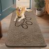 image:imageSmiry Dog Door Mat for Muddy Paws Absorbent Dirt Trapper Non Slip Quick Dry Washable Chenille Mat for Mud Dogs Entry Rug for Indoor and Outdoor 30x20 Inches Dark Grey and WhiteCamel and Black