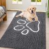 image:imageSmiry Dog Door Mat for Muddy Paws Absorbent Dirt Trapper Non Slip Quick Dry Washable Chenille Mat for Mud Dogs Entry Rug for Indoor and Outdoor 30x20 Inches Dark Grey and WhiteDark Grey and White