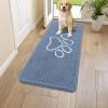image:imageSmiry Dog Door Mat for Muddy Paws Absorbent Dirt Trapper Non Slip Quick Dry Washable Chenille Mat for Mud Dogs Entry Rug for Indoor and Outdoor 30x20 Inches Dark Grey and WhiteAiry Blue and White