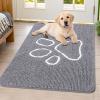 image:imageSmiry Dog Door Mat for Muddy Paws Absorbent Dirt Trapper Non Slip Quick Dry Washable Chenille Mat for Mud Dogs Entry Rug for Indoor and Outdoor 30x20 Inches Dark Grey and WhiteGrey and White