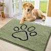 image:imageSmiry Dog Door Mat for Muddy Paws Absorbent Dirt Trapper Non Slip Quick Dry Washable Chenille Mat for Mud Dogs Entry Rug for Indoor and Outdoor 30x20 Inches Dark Grey and WhiteSage Green and Black
