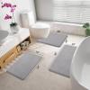 image:imageSmiry Memory Foam Bath Mat 30x30 and 24x20 UShaped Toilet Extra Soft Absorbent Bathroom Rugs Non Slip Bath Rug Runner for Shower Bathroom Floors Grey