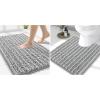 image:imageSmiry Bathroom Rugs Mat Set 2 Piece 30X20UShaped 24x20 Extra Soft Absorbent Non Slip Rubber Backing Machine Washable Quick Dry Chenille Bath Rug Set for Tub Shower and FloorLight Grey