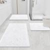 image:imageSmiry Chenille Bathroom Rugs and Mats Set of 3 Non Slip Absorbent Shaggy Bath Rug for Tub Shower and Bath Room 36x 2424x 16UShaped 24 x20 White