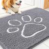 image:imageSmiry Dog Door Mat for Muddy Paws Absorbent Dirt Trapper Non Slip Quick Dry Washable Chenille Mat for Mud Dogs Entry Rug for Indoor and Outdoor 30x20 Inches Dark Grey and WhiteGrey and White