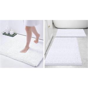 image:imageSmiry Bathroom Rugs and Mats Set of 3 Non Slip Absorbent Shaggy Bath Rug for Tub Shower and Bath Room 16x 2420 x 3220 x 32 White