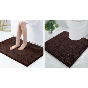 image:imageSmiry Chenille Bathroom Rugs 36x24 and UShaped Toilet Bath Rugs 20x20 Extra Soft and Absorbent Shaggy Bath Mat Machine Washable NonSlip Plush Carpet Brown