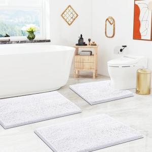 image:imageSmiry Chenille Bathroom Rugs 36x2430x20 and UShaped Toilet Bath Rugs 24x20 Extra Soft and Absorbent Shaggy Bath Mat Machine Washable NonSlip Plush Carpet White