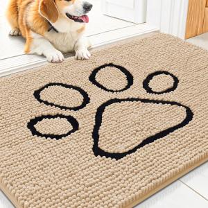 image:imageSmiry Dog Door Mat for Muddy Paws Absorbent Dirt Trapper Non Slip Quick Dry Washable Chenille Mat for Mud Dogs Entry Rug for Indoor and Outdoor 30x20 Inches Dark Grey and WhiteBeige and Black