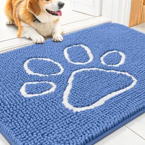 image:imageSmiry Dog Door Mat for Muddy Paws Absorbent Dirt Trapper Non Slip Quick Dry Washable Chenille Mat for Mud Dogs Entry Rug for Indoor and Outdoor 30x20 Inches Dark Grey and WhiteCornflower Blue and White