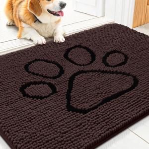image:imageSmiry Dog Door Mat for Muddy Paws Absorbent Dirt Trapper Non Slip Quick Dry Washable Chenille Mat for Mud Dogs Entry Rug for Indoor and Outdoor 30x20 Inches Dark Grey and WhiteBrown and Black