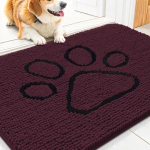 image:imageSmiry Dog Door Mat for Muddy Paws Absorbent Dirt Trapper Non Slip Quick Dry Washable Chenille Mat for Mud Dogs Entry Rug for Indoor and Outdoor 30x20 Inches Dark Grey and WhiteRusset and Black