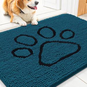 image:imageSmiry Dog Door Mat for Muddy Paws Absorbent Dirt Trapper Non Slip Quick Dry Washable Chenille Mat for Mud Dogs Entry Rug for Indoor and Outdoor 30x20 Inches Dark Grey and WhiteAtlantic Blue and Black