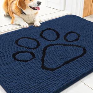 image:imageSmiry Dog Door Mat for Muddy Paws Absorbent Dirt Trapper Non Slip Quick Dry Washable Chenille Mat for Mud Dogs Entry Rug for Indoor and Outdoor 30x20 Inches Dark Grey and WhiteDark Blue and Black